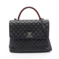 Chanel Handbag Quilted Coco Handle Black Caviar Leather Exotic