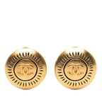 Chanel CC Logo Vintage Round Earrings Gold Plated
