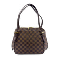 Louis Vuitton Belem Damier Ebene Leather Brown Shoulder Bag Gold