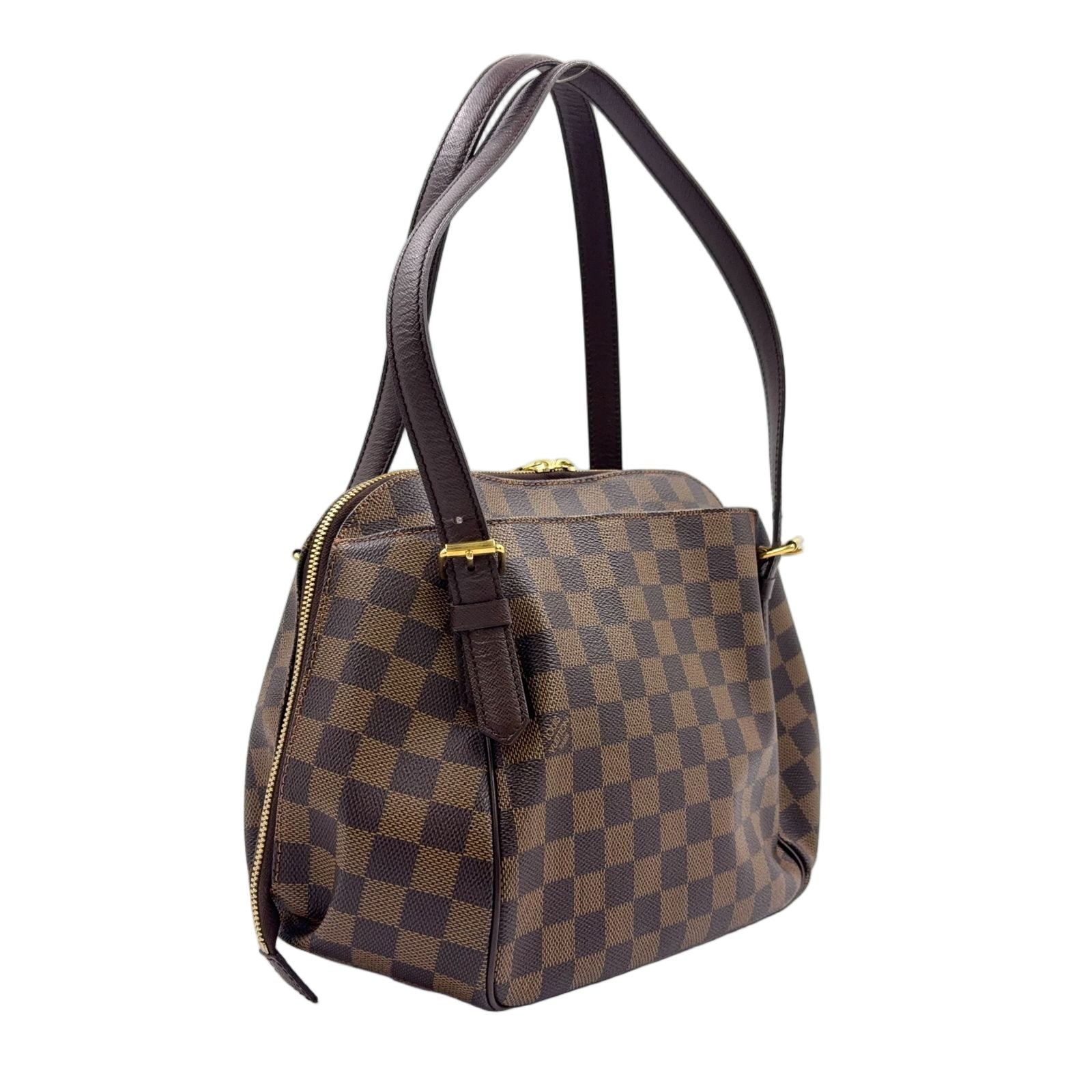 Louis Vuitton Belem Damier Ebene Leather Brown Shoulder Bag Gold — view 2