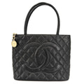 Chanel Handbag Quilted Medallion Tote Shoulder Caviar Leather