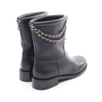 Chanel Boots CC Logo Chain Short Black Leather — view 2