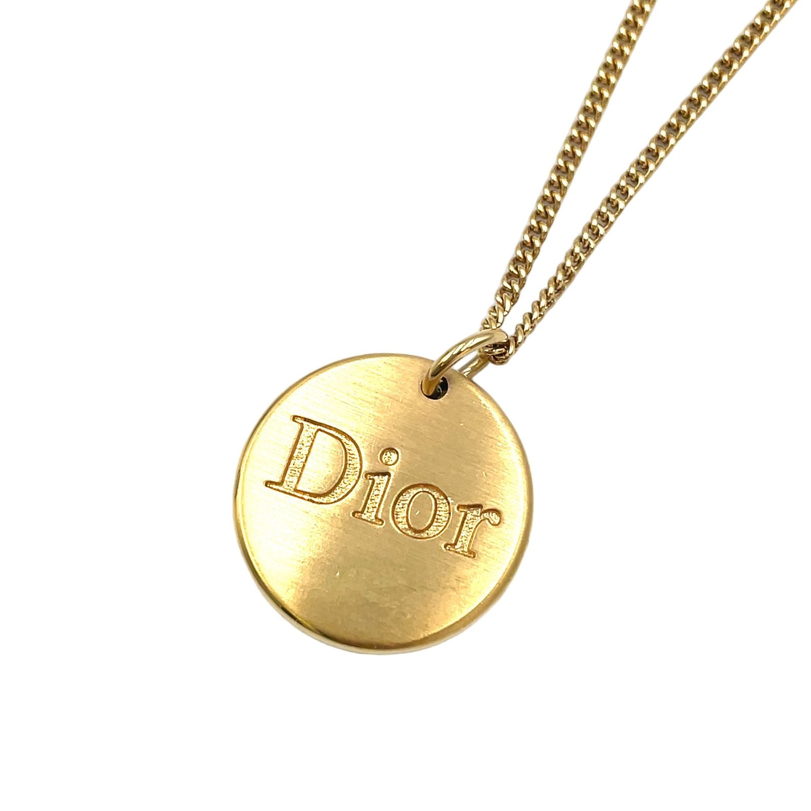 Dior Logo Plate Double Chain Gold Plated Necklace