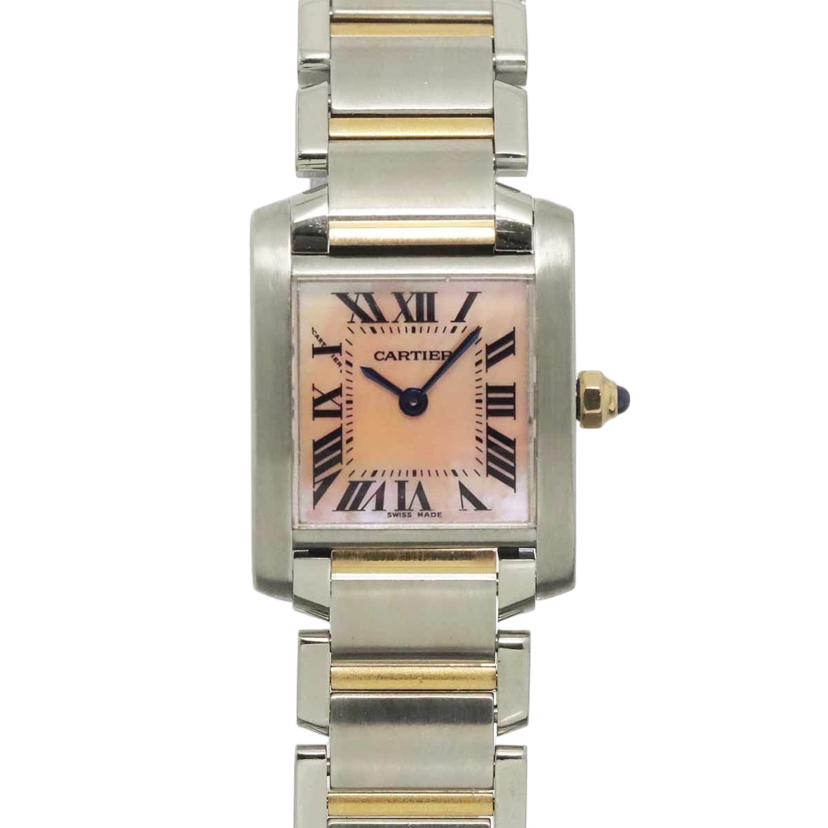 Cartier Tank Francaise SM Watch Pink Shell 18k Gold Quartz