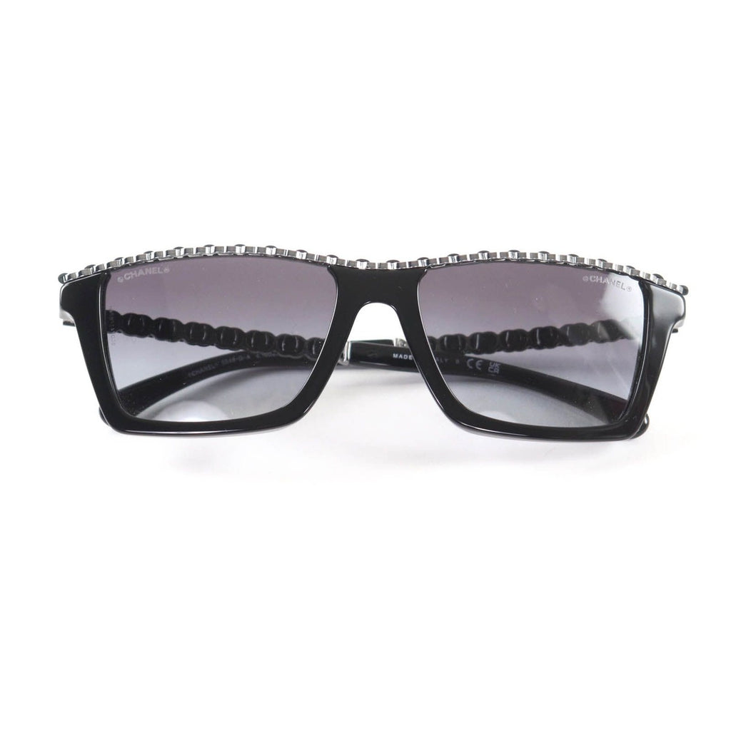 Chanel Rectangle Shape Sunglasses CC Logo Eyewear Black 54 17 140