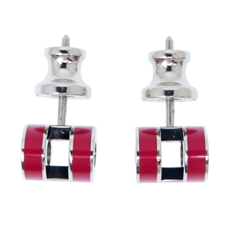 Hermes Earrings Pop Ash Mini H Pair Framboise Silver Color Jewelry — view 5