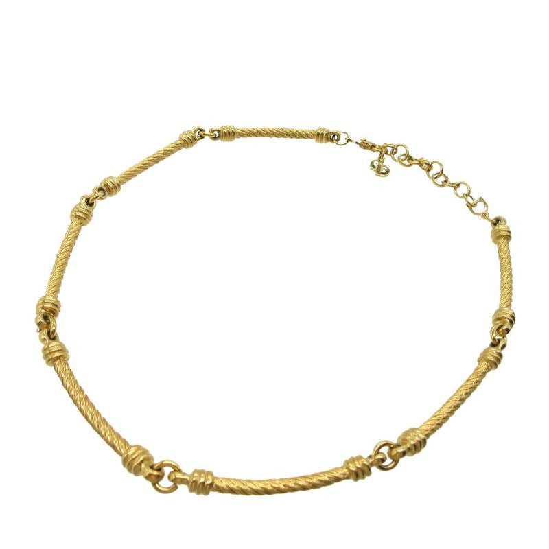 Christian Dior Vintage Choker Rope Necklace Metal Gold 1941
