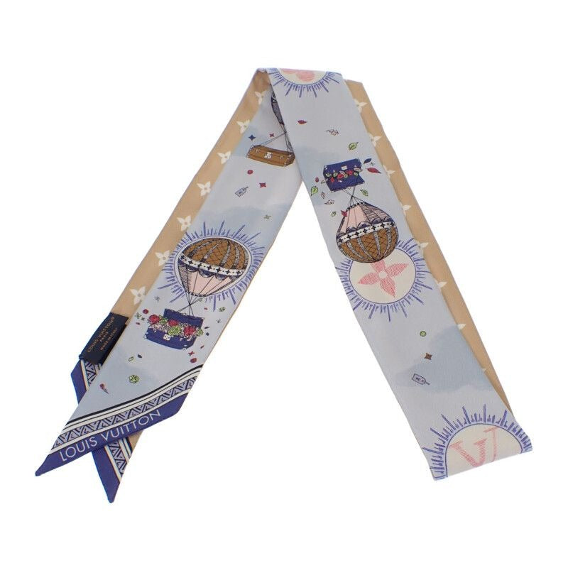 Louis Vuitton Eclipse Bandeau Scarf Silk Blue Beige