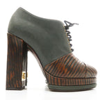 Chanel Booties Chunky Heel 14 A C7257 Lace Up 36 Leather Wood-like — view 3