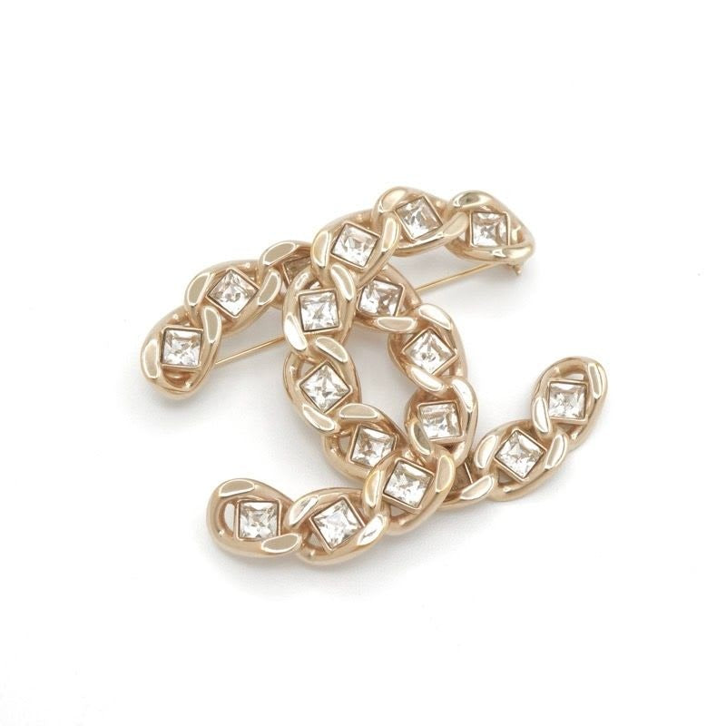 Chanel Brooch Corsage Gold Coco Mark Rhinestone — view 2