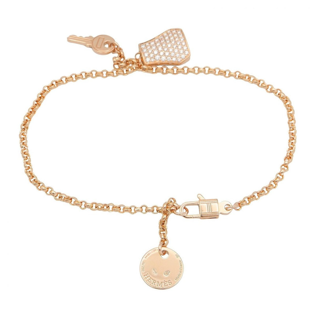 Hermes Bracelet Kelly Clochette Small PM 18k Pink Gold Diamond — view 2