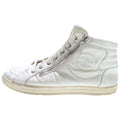 Chanel CC Logo Side Zip High Cut Sneakers White