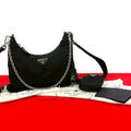 Prada Triangle Logo Hardware Tessuto Nylon 2-Way Shoulder Bag