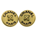 Chanel Button Earrings Gold