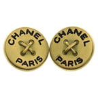 Chanel Button Earrings Gold