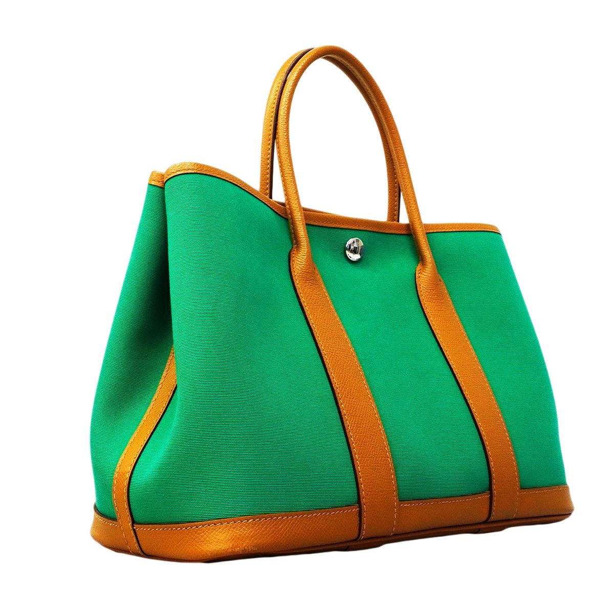 Hermes Tote Garden Party PM Toile Officier Green Sesame Silver — view 2