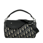 Dior Shoulder Bag Saddle Lola Navy Blue Canvas Leather
