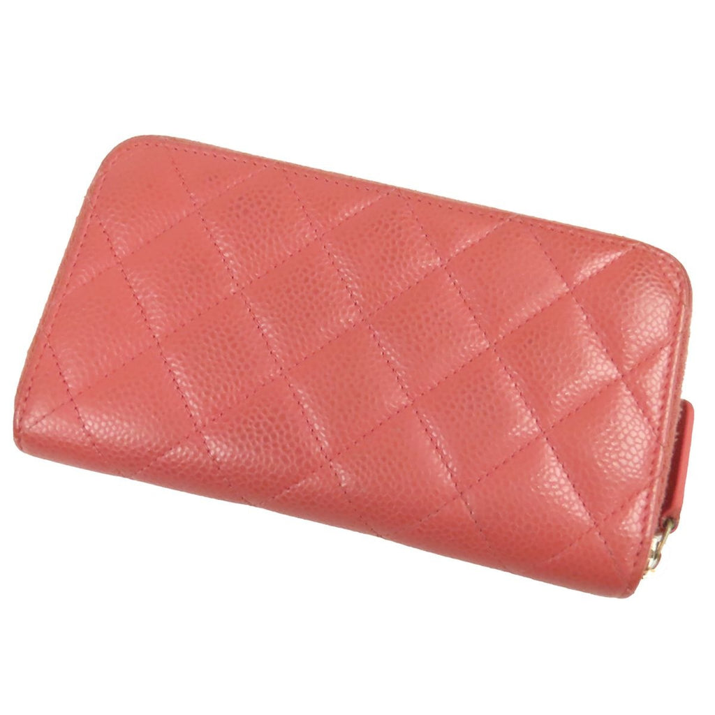 Chanel Wallet Pink Gold Caviar Leather Quilted CC Logo — view 2