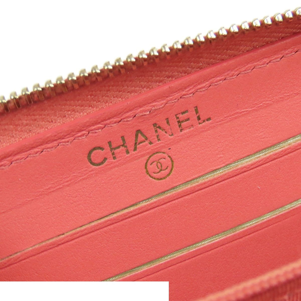 Chanel Wallet Pink Gold Caviar Leather Quilted CC Logo — view 5