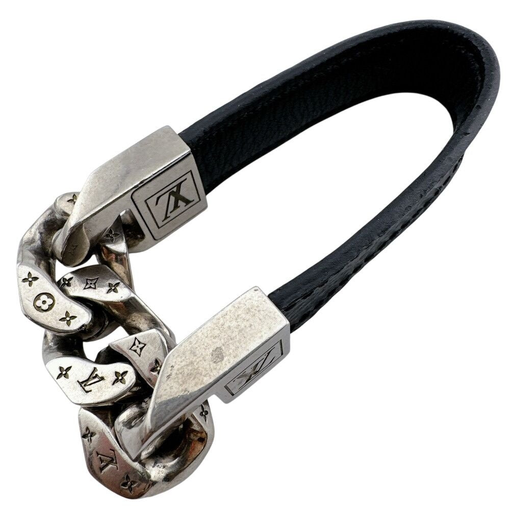 Louis Vuitton Bracelet Monochain Monogram Eclipse Leather Silver