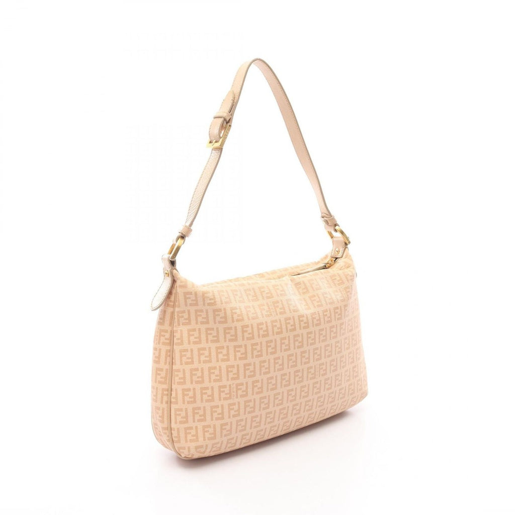Fendi Shoulder Bag Zucchino Beige Canvas Leather — view 2