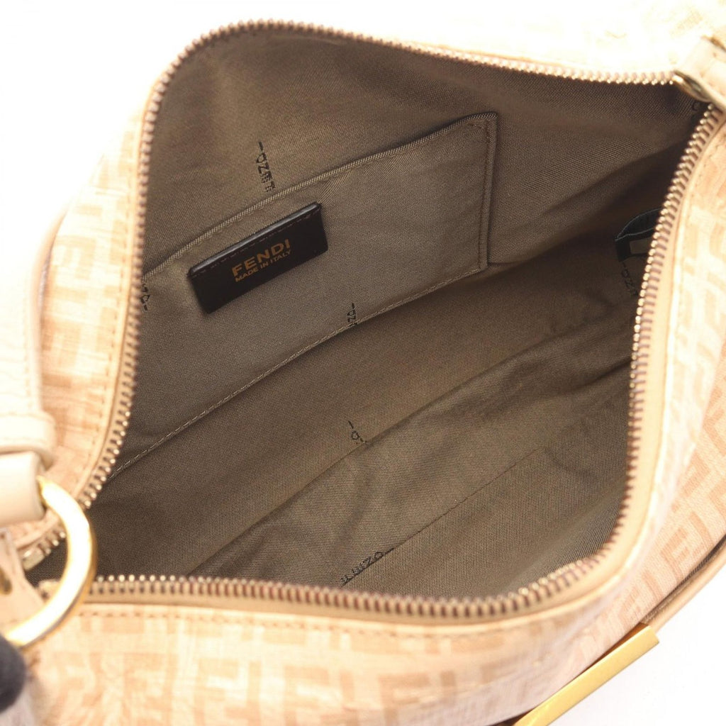 Fendi Shoulder Bag Zucchino Beige Canvas Leather — view 3