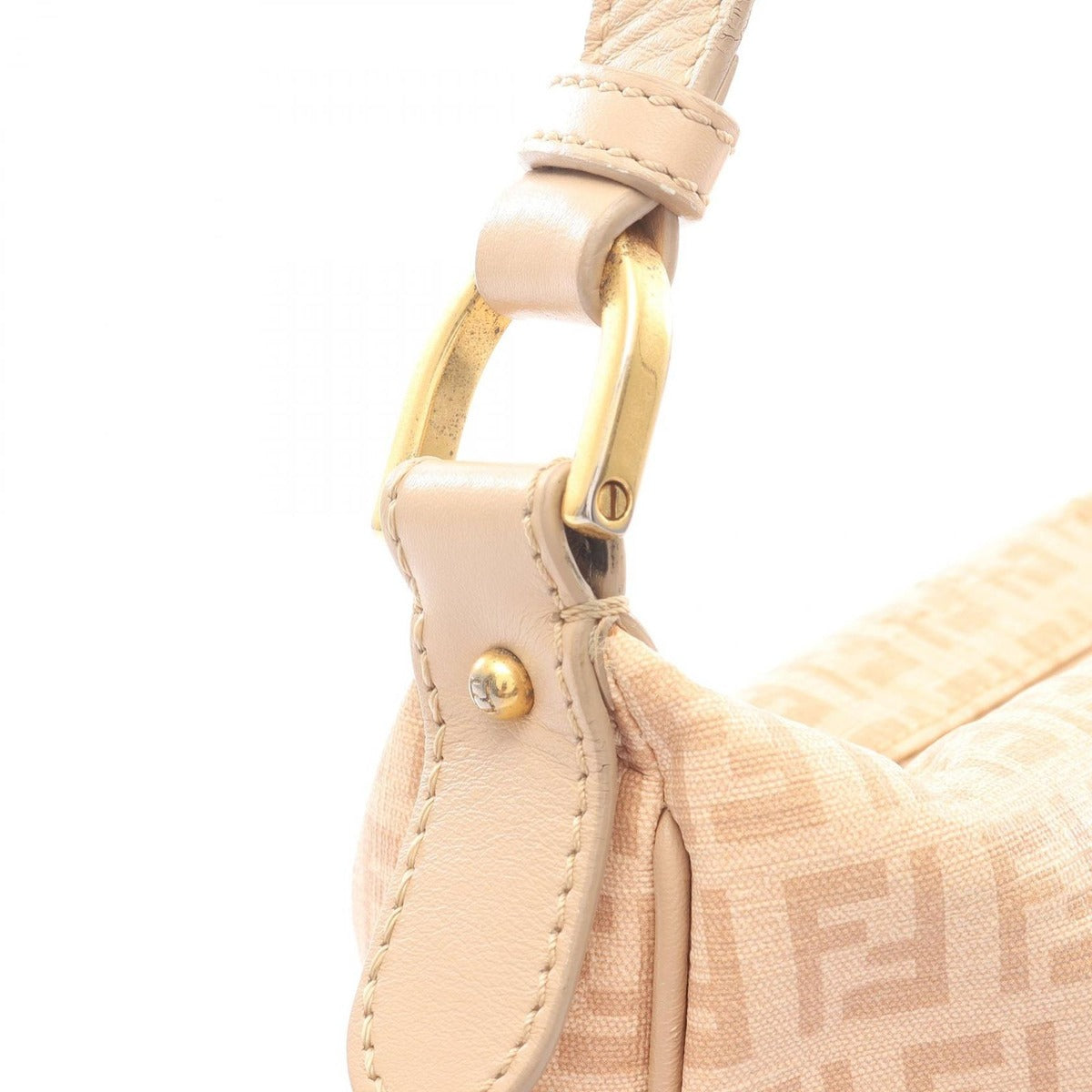 Fendi Shoulder Bag Zucchino Beige Canvas Leather — view 6