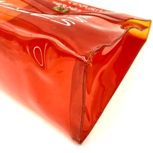 Hermes Vinyl Kelly Clear Handbag Orange — view 7