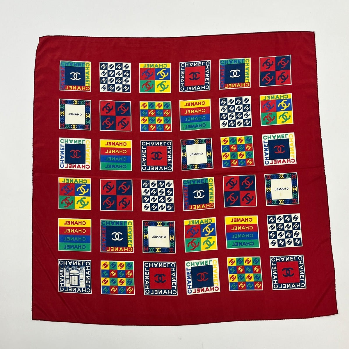 Chanel CC Logo Scarf Silk Red Vintage — view 6