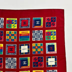 Chanel CC Logo Scarf Silk Red Vintage — view 8