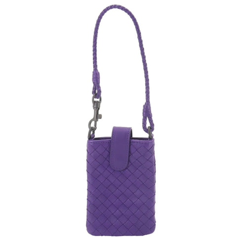 Bottega Veneta Intrecciato Phone Case Pouch Leather Purple