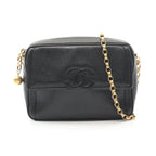 Chanel Shoulder Bag Black Leather Calf Chain