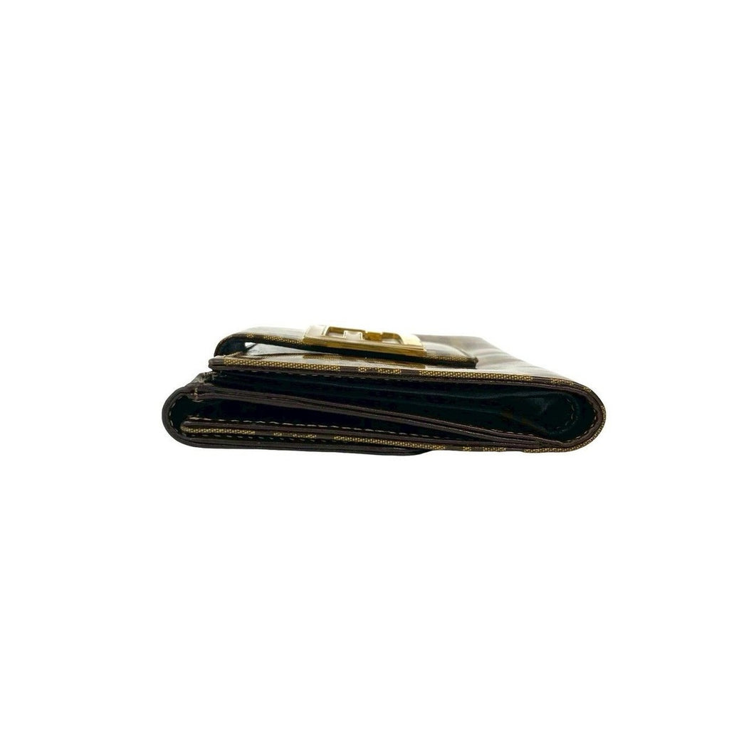 Fendi Zucchino FF Pattern Logo Leather Patent Enamel Bifold Wallet — view 4
