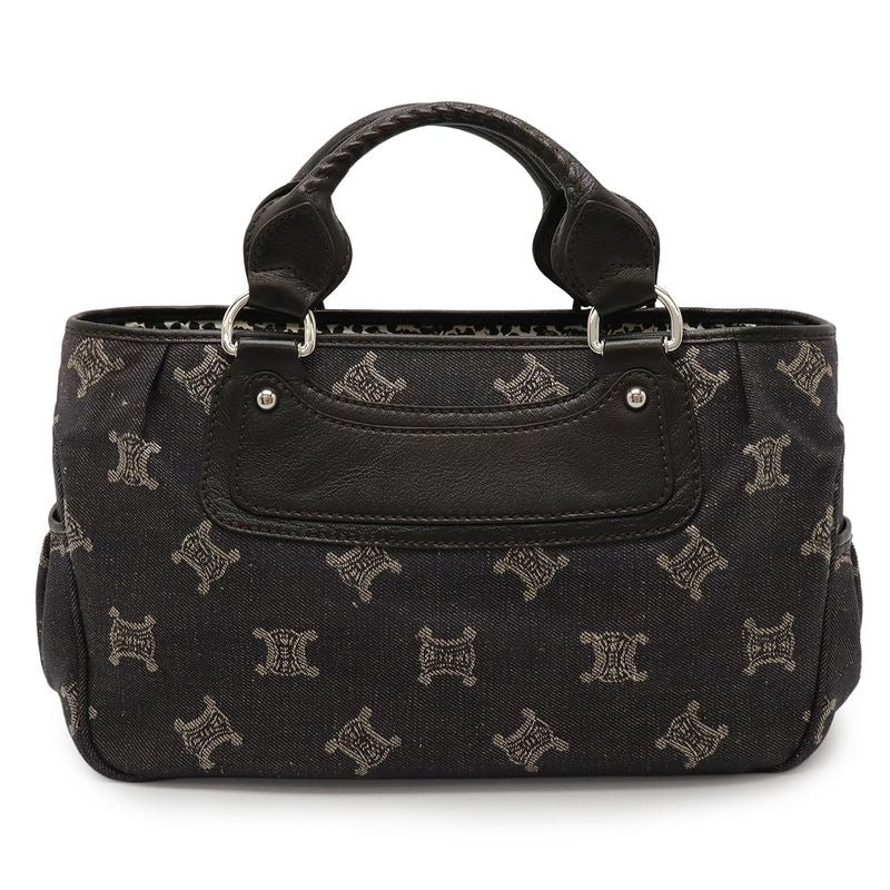 Celine Paris Macadam Boogie Bag Tote Denim Leather Black Silver