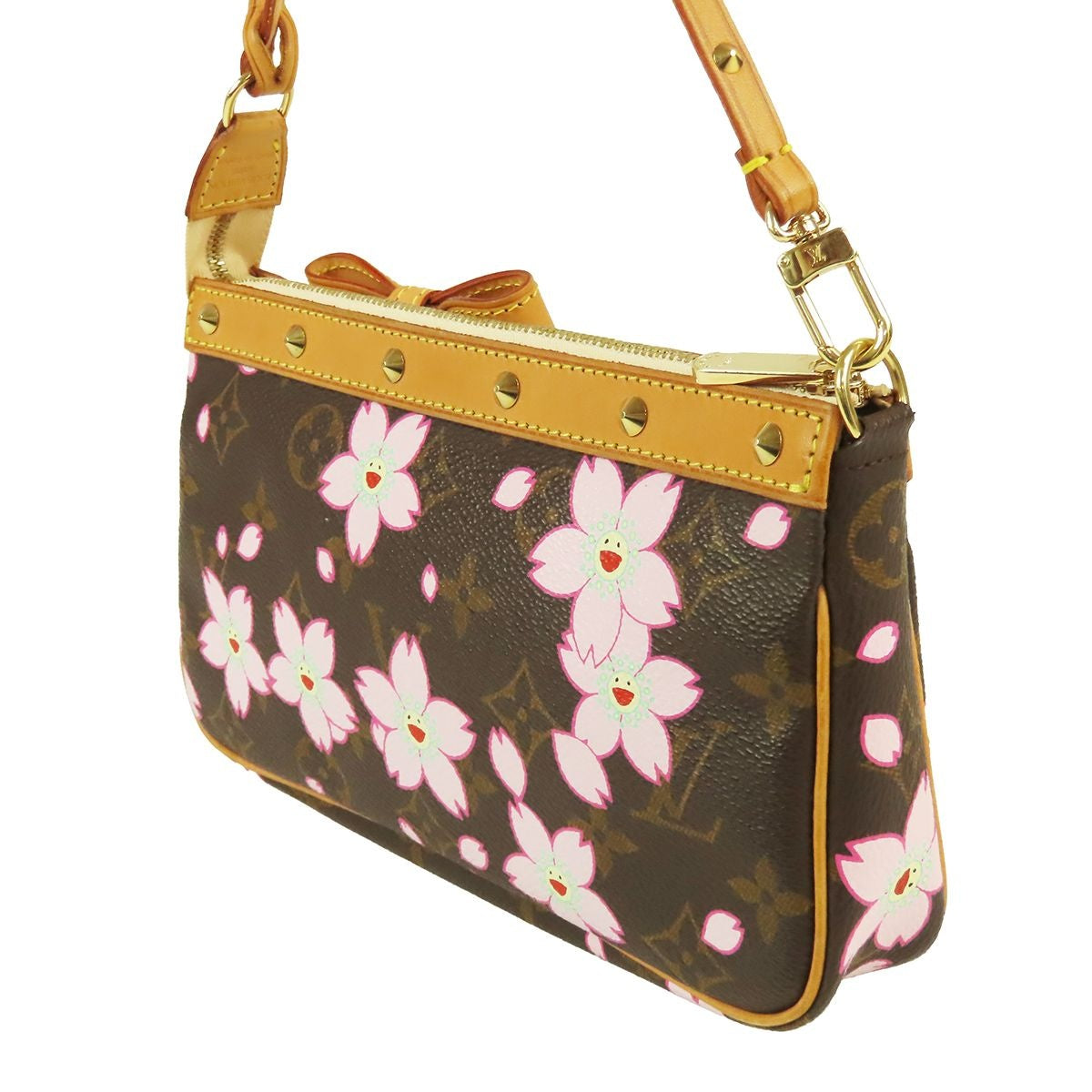 Louis Vuitton Pochette Accessoires Brown Monogram Canvas Cherry Blossom Sakura Pouch — view 2