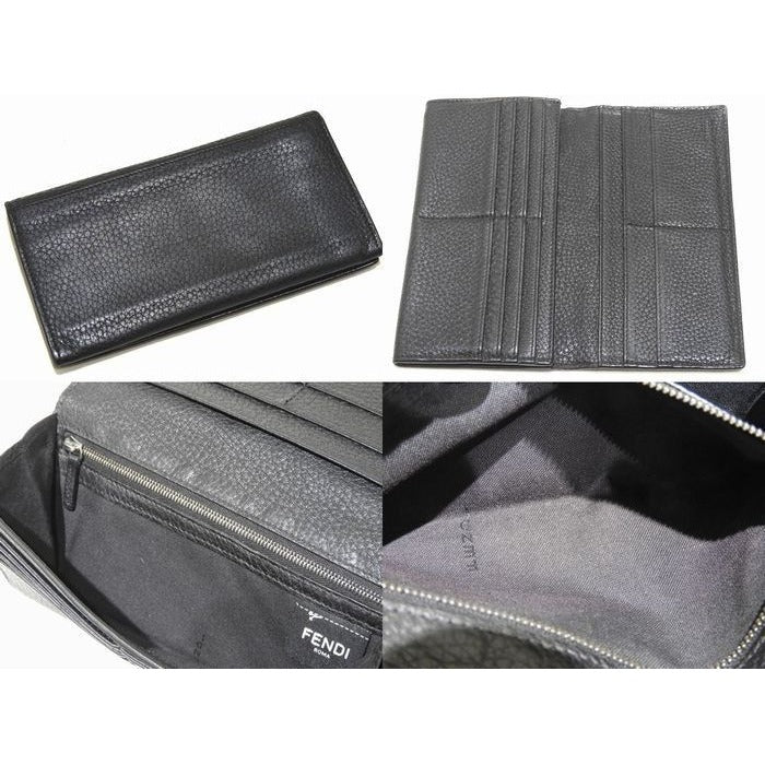 Fendi Medium Zipper Wallet Black Leather Logo — view 2