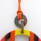 Hermes Necklace H Equipe Buffalo Horn Multicolor Pink Pendant Accessory — view 6