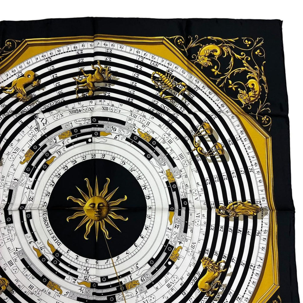 Hermes Carre 90 Dies ET Hore Astrology Silk Scarf Black Gold — view 3