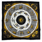 Hermes Carre 90 Dies ET Hore Astrology Silk Scarf Black Gold