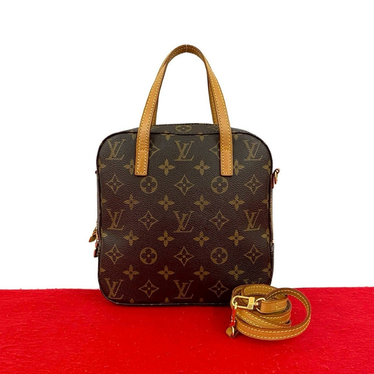 Louis Vuitton Vintage Spontini Monogram Leather 2-Way Shoulder Bag Brown