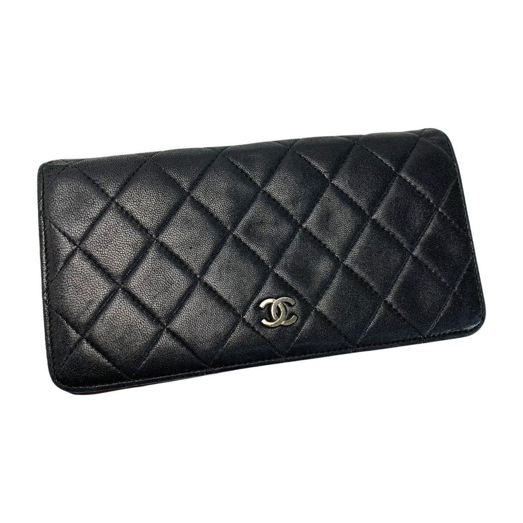 Chanel Quilted Timeless Classic Black Bifold Long Wallet