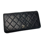 Chanel Quilted Timeless Classic Black Bifold Long Wallet