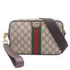 Gucci Ophidia Small Cross Belt Bag ‎ Beige Dark Brown GG Supreme Canvas 2-Way