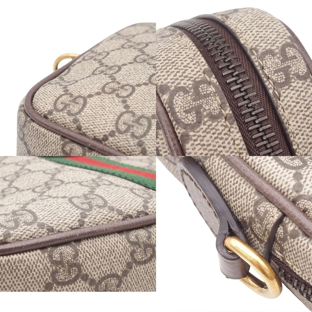 Gucci Ophidia Small Cross Belt Bag ‎ Beige Dark Brown GG Supreme Canvas 2-Way — view 8