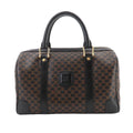 Celine Macadam Boston Hand Bag Leather Black Brown Gold Vintage