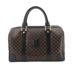 Celine Macadam Boston Hand Bag Leather Black Brown Gold Vintage