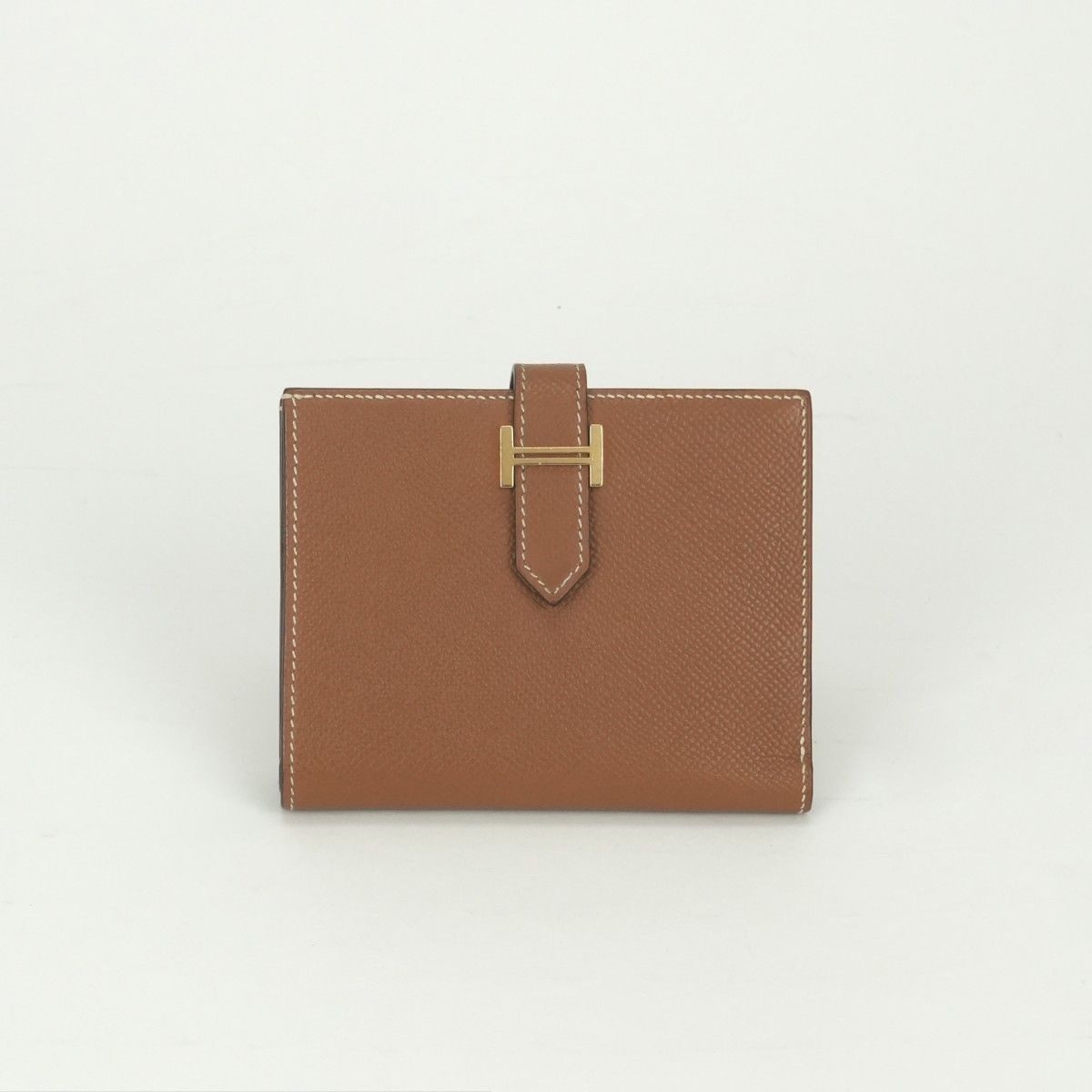 Hermes Bearn Compact Wallet Bifold Mini Gold Brown Veau Epsom