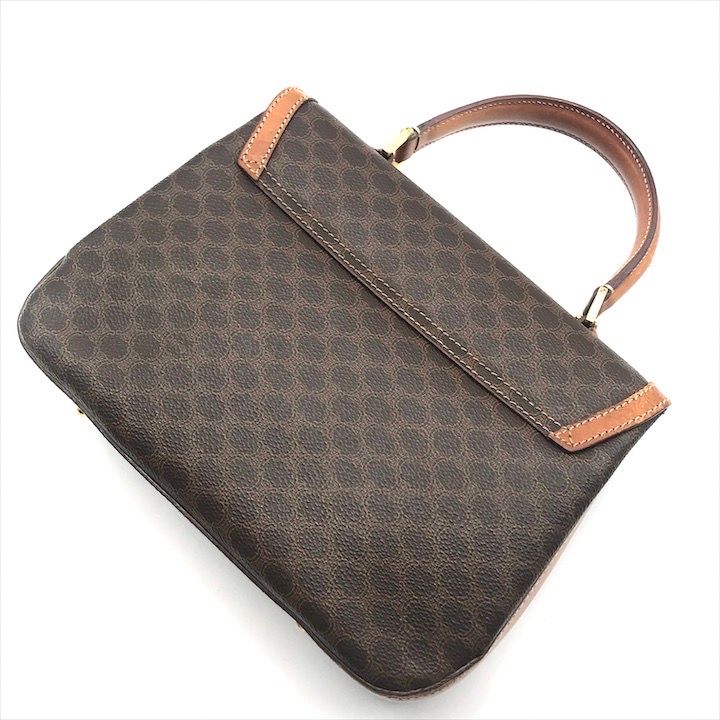 Celine Macadam Turnlock Charm Leather Hand Bag Brown Vintage — view 2
