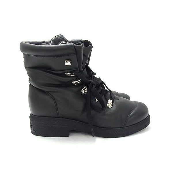 Chanel Coconeige CC Logo Lambskin Boots 37 Shoes Black — view 2