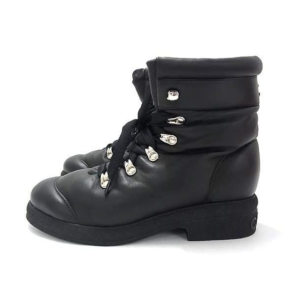 Chanel Coconeige CC Logo Lambskin Boots 37 Shoes Black — view 3